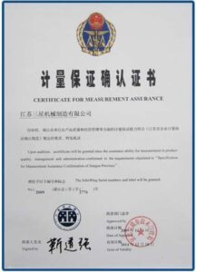Certificato di garanzia della misurazione